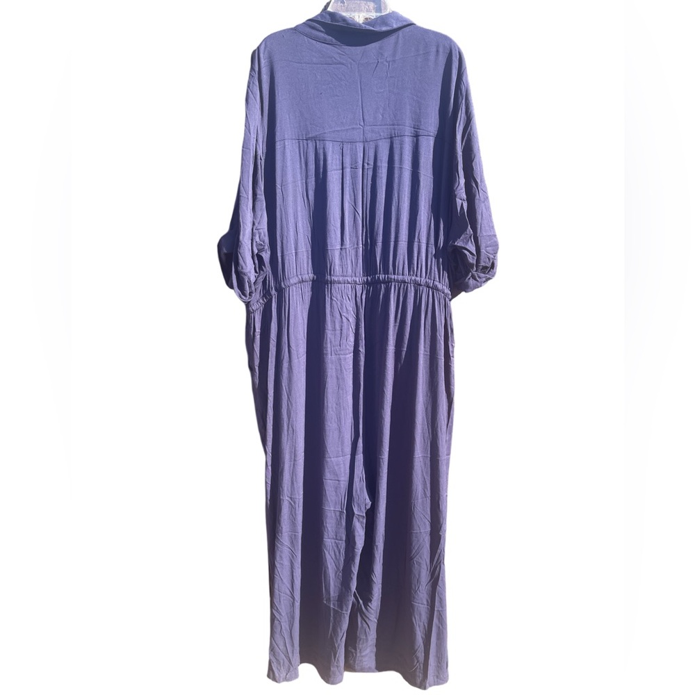torrid blue Button-Front Drawstring Jumpsuit - Picture 4 of 4